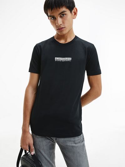 Calvin Klein Ruhák HU333604 | Calvin Klein Slim Organic Cotton Logo Férfi Póló Fekete